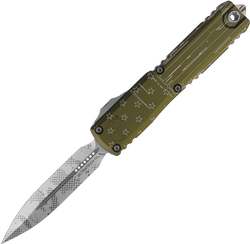 Microtech Ultratech Gen IV D/E OTF Knife Hero OD Green Aluminum, Stonewashed Pixel M390MK by Tony Marfione (11224-10ODHR)