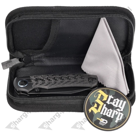 Bestech Tonic Black Titanium/Carbon Fiber, Black Stonewashed M390 by Colin Maisonpierre Knife (BT2204E)