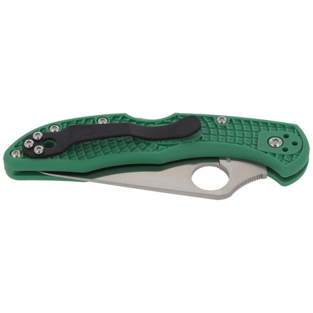 Spyderco Delica 4 FRN Green Flat Ground PlainEdge Knife (C11FPGR)