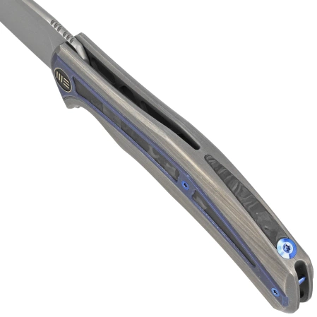 WE Knife Zonda Gray Hand Rubbed Titanium / Marble Carbon Fiber, Gray Hand Rubbed CPM 20CV by Kellen Bogardus (WE22016-4)