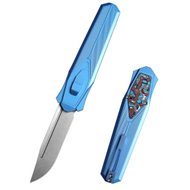 Remette RT-Swordfish CP Knife Blue Aluminum/Fat Carbon, Stonewashed 14C28N (ZL103C3)