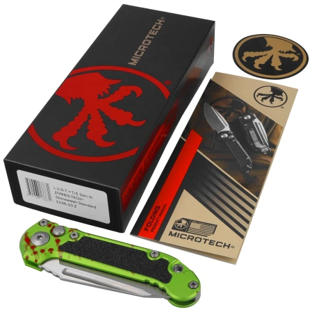 Nóż automatyczny Microtech LUDT Gen III T/E Zombie Aluminium, Stonewashed M390MK by Tony Marfione (1136-10Z)