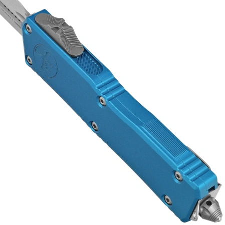 Nóż automatyczny OTF Microtech Scarab II Gen III Executive D/E Blue Aluminium, Stonewashed M390MK by Tony Marfione (1175-10BL)