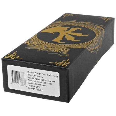 Microtech Socom Bravo Mini SP Knife Titanium/Carbon Fiber, Blue HW, Hand Rubbed Satin M390 by Tony Marfione (262M-4CFTI)