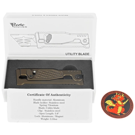 Reate EXO-U V2 Gravity Knife Diamond Pattern Bronze Aluminum, Stainless Steel