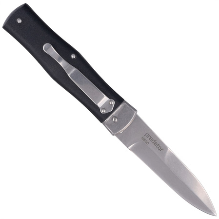 Nóż sprężynowy Mikov Predator Black ABS, Stonewashed N690 (241-BH-1/STN/KLIP)