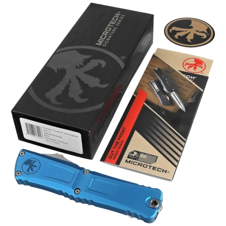 Nóż automatyczny OTF Microtech Combat Troodon Gen III Interceptor Signature Blue Aluminum, Stonewashed M390MK by Tony Marfione (1217-10BLS)