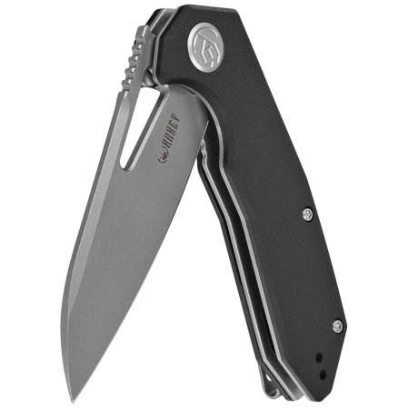 Kubey Knife Vagrant Black G10, Sand Blasted 14C28N by Maksim Tkachuk (KU291N)