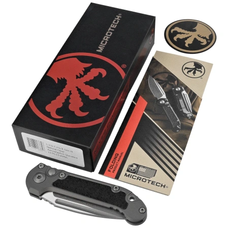 Nóż automatyczny Microtech LUDT Gen III S/E Natural Clear Aluminium, Apocalyptic M390MK by Tony Marfione (1135-10APNC)