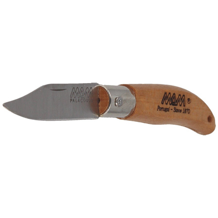 MAM Iberica Mini Keychain Knife, Light Beech Wood, Inox HW, Satin 420 (2001-LW)