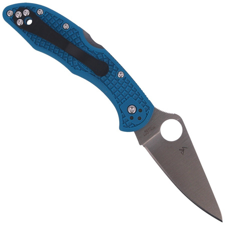 Spyderco Delica 4 FRN Blue Flat Ground PlainEdge Knife (C11FPBL)