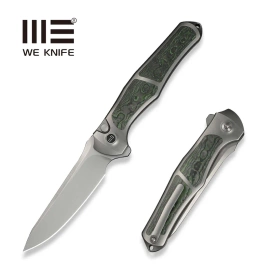 Nóż składany WeKnife 702XI LE No 145/150 Gray Titanium/Jungle Wear Fat Carbon, Stonewashed M390 (WE07B-4)