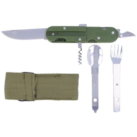 Martinez Albainox Camping 6-Piece Folding Utensil Set Green ABS, Satin 3Cr13MoV (11018)