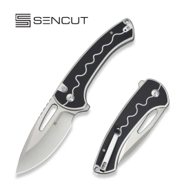 Sencut Squiggy Knife White / Black G10, Satin 9Cr18MoV (S24082A-1)