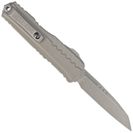 Microtech Cypher II S/E OTF Knife Natural Clear Aluminum, Apocalyptic M390MK by Deryk Munroe and Tony Marfione (1241-10APNC)