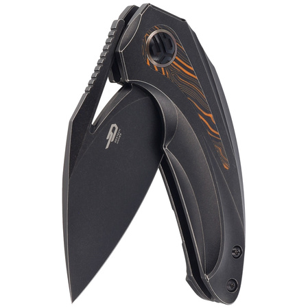 Nóż składany Bestech Nuke Black Titanium/Black Orange G10, Black Stonewashed M390 by Kombou (BT2107E)
