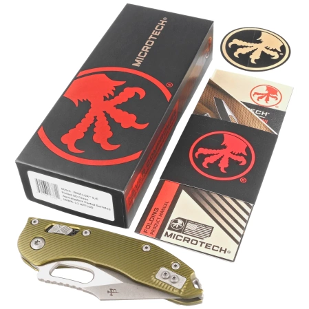 Microtech Stitch Ram-Lok S/E Knife OD Green Fluted Aluminum, Apocalyptic P/S M390MK by Borka Blades and Tony Marfione (169RL-11APFLOD)