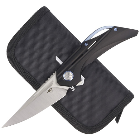 Nóż składany Bestech Vigil Black Titanium, Satin M390 by Kombou (BT2201C)