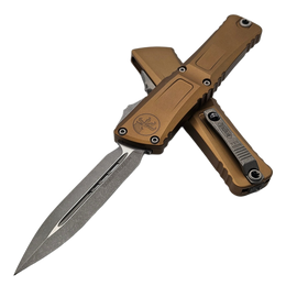 Microtech Combat Troodon Gen III D/E OTF Knife Tan Aluminum, Apocalyptic M390MK by Tony Marfione (1142-10APTA)