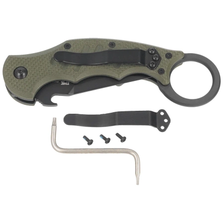 Fox The Dart Karambit Knife OD Green G10, Black Idroglider N690 by Doug Marcaida (FX-597 OD)