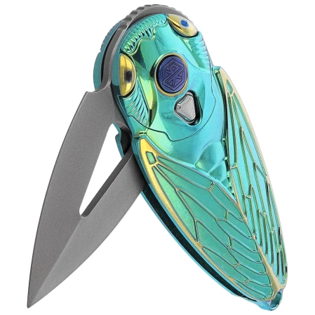 Rike Knife RK Cicada-GG Green / Gold Titanium, Bead Blasted M390