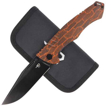 Bestech Keen II Black-Orange G10/Titanium, Black Stonewashed CPM S35VN by Koens Craft knife (BT2301F)