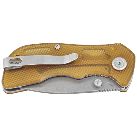 Kubey Karaji KU180H Knife Clear Ultem, Bead Blasted 14C28N