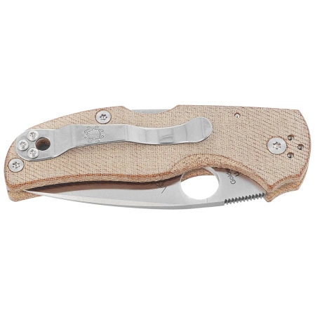 Spyderco Native 5 Knife Brown Canvas Micarta, Satin CPM Cru-Wear by Sal Glesser (C41MPCW5)