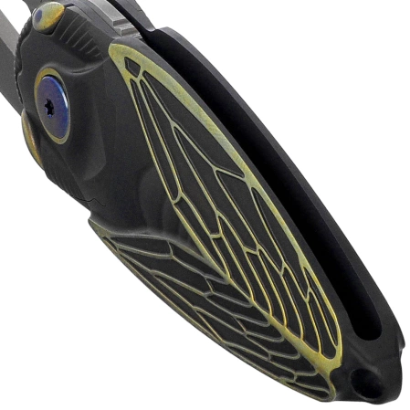 Rike Knife RK Cicada-DG Dark Gray / Gold Titanium, Bead Blasted M390
