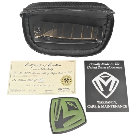 Nóż składany Medford USMC FF Bronze Titanium, Black DLC HW/Clip, Black DLC S45VN by Greg Medford (MK2044PQ-36A1-TPCP-PP)