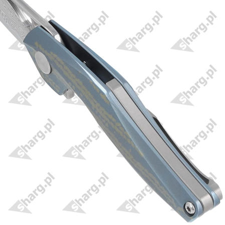 Bestech The Reticulan Neck Knife Blue / Colorful Titanium, Damascus by Elijah Isham (BT1810L)