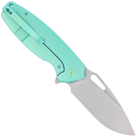 Kubey Tityus Knife Green Titanium, Bead Blasted 14C28N (KB360B)