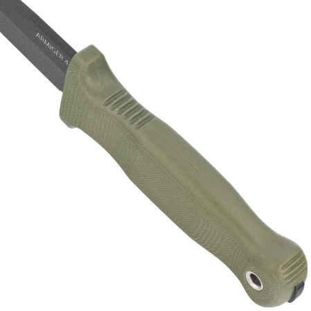 Demko Armiger 4 Tanto Knife OD Green TPR, Black Powder Coated 80CrV2 by Andrew Demko (ARM4-80CrV2-OD-TP)