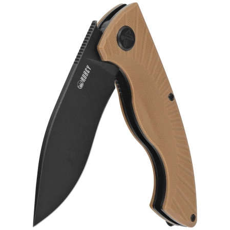 Kubey Timberwolf KU208H Knife Tan G10, Blackwashed 14C28N