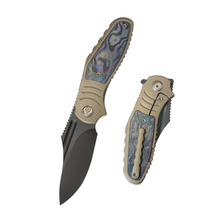 Nóż składany Kubey KB Knives Stroller Bronze Titanium/Damtanium CamoCarbon, Blackwashed CPM 20CV by Utilizator (KB384C)