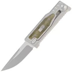 Nóż grawitacyjny Reate Mini EXO OTF Gravity Drop Point Bead Blasted Titanium/Green Micarta, Stonewashed CPM 3V