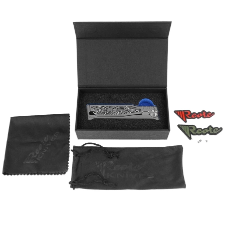 Nóż grawitacyjny Reate EXO-M Gravity T/E Bead Blasted Titanium/Damascus Black-White G10, Satin Elmax