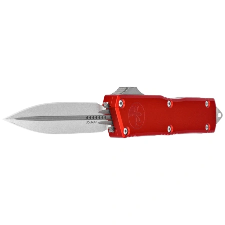 Microtech Scarab II Gen III Executive D/E OTF Knife Red Aluminum, Stonewashed M390MK by Tony Marfione (1175-10RD)