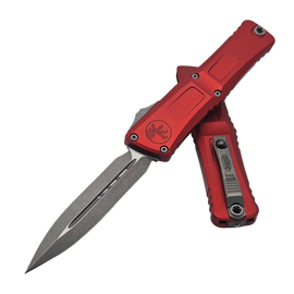 Microtech Combat Troodon Gen III D/E OTF Knife Red Aluminum, Apocalyptic M390MK by Tony Marfione (1142-10APRD)