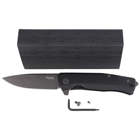 LionSteel Myto Knife Black Aluminum, PVD/Stonewashed M390 by Molletta (MT01A BB)