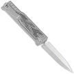 Reate Knife EXO-M OTF Gravity D/E Bead Blasted Titanium/Damascus Black-White G10, Satin Elmax