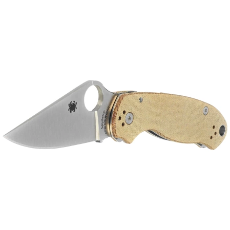 Spyderco Para 3 Knife Brown Canvas Micarta, Satin Cru-Wear by Sal and Eric Glesser (C223MPCW)