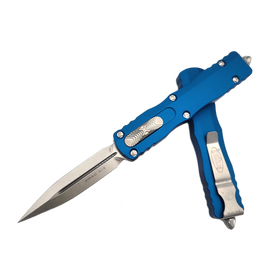 Microtech Dirac D/E OTF Knife Blue Aluminum, Stonewashed M390 by Tony Marfione (225-10BL)