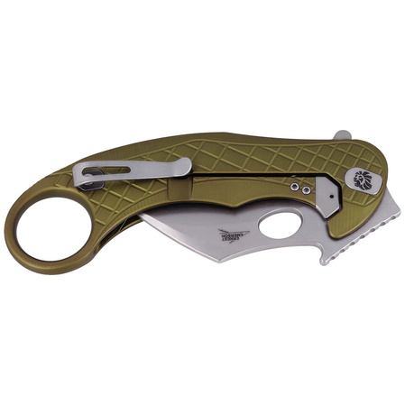 LionSteel L.E.One Knife Green Aluminum, Stonewashed MagnaCut by Emerson Design (LE1 A GS)