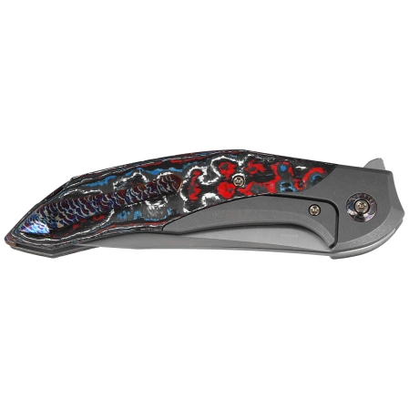 Nóż składany WE Knife Merata LE No 207/310 Titanium / Nebula Fat Carbon Fiber, Hand Rubbed Satin CPM 20CV by Anton Tkachenko (WE22008B-2)