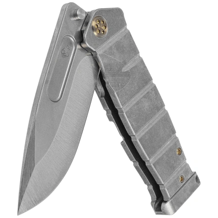 Medford USMC FF Knife Tumbled Titanium, Bronze HW, Std Clip, Tumbled S90V by Greg Medford (MK2049TQ-01TM-T1CS-PT)