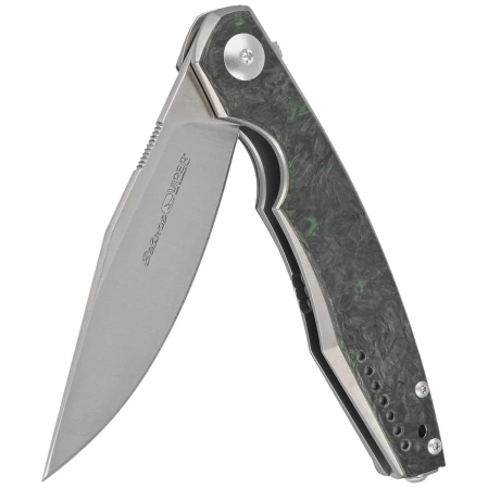Viper Belone Titanium/Dark Matter Green Fat Carbon, Satin M390 by Jesper Voxnæs Knife (V5970TIFCV)