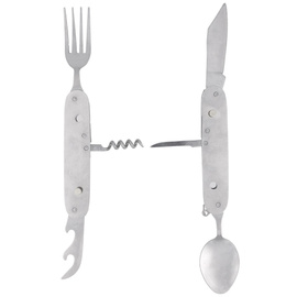 Martinez Albainox Camping 7-Piece Folding Utensil Set Silver Aluminum, Mirror 3Cr13Mov (11021)