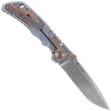 Nóż składany Spartan Blades Harsey Folder Angel Blue Titanium, Bronze HW, Satin MagnaCut by William W. Harsey (SF5ANGL)