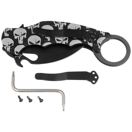 Fox The Skull Karambit Knife Black Aluminum, Black N690Co (FX-599 ALB-5)